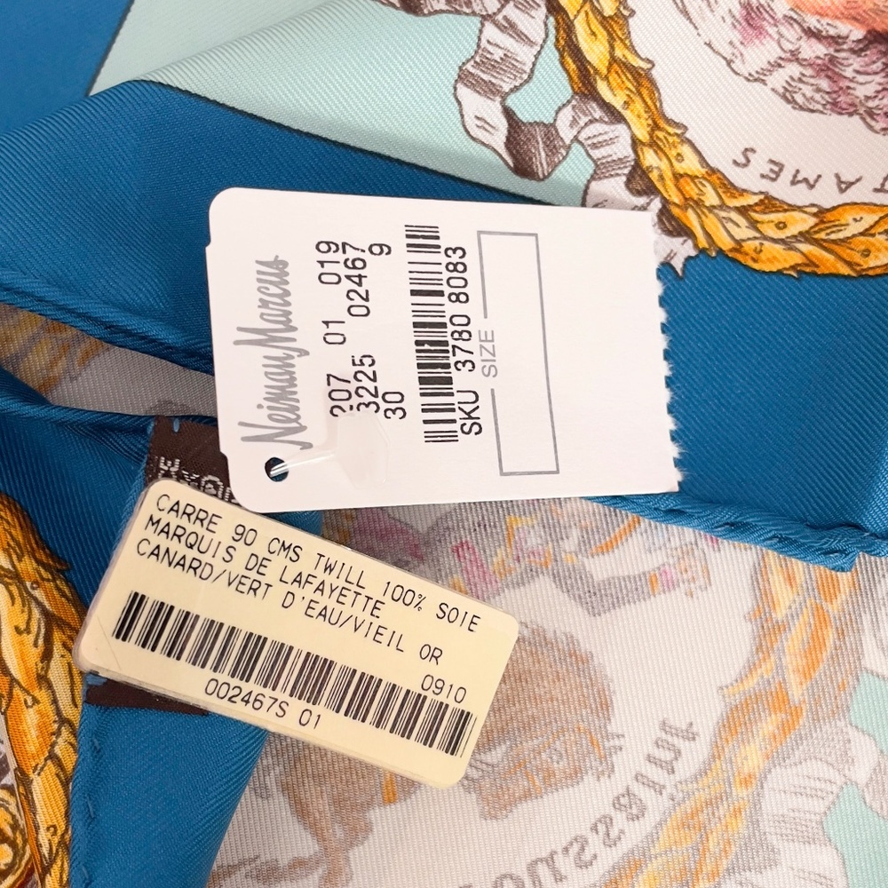 NWT Hermès Carré 90 "Marquis de Lafayette" in Blue - Picture 11 of 12